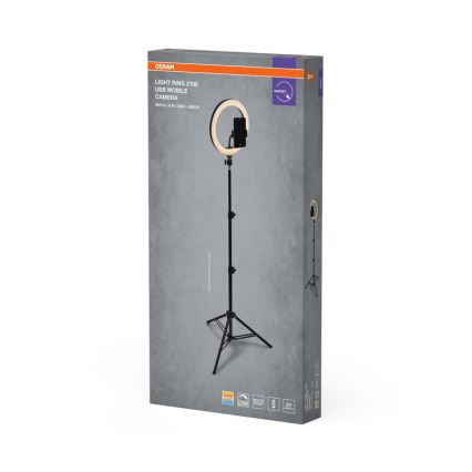 Osram - Dæmpbar LED-lampe med stativ og holder til vlogging, LED/6W/USB, 210 mAh