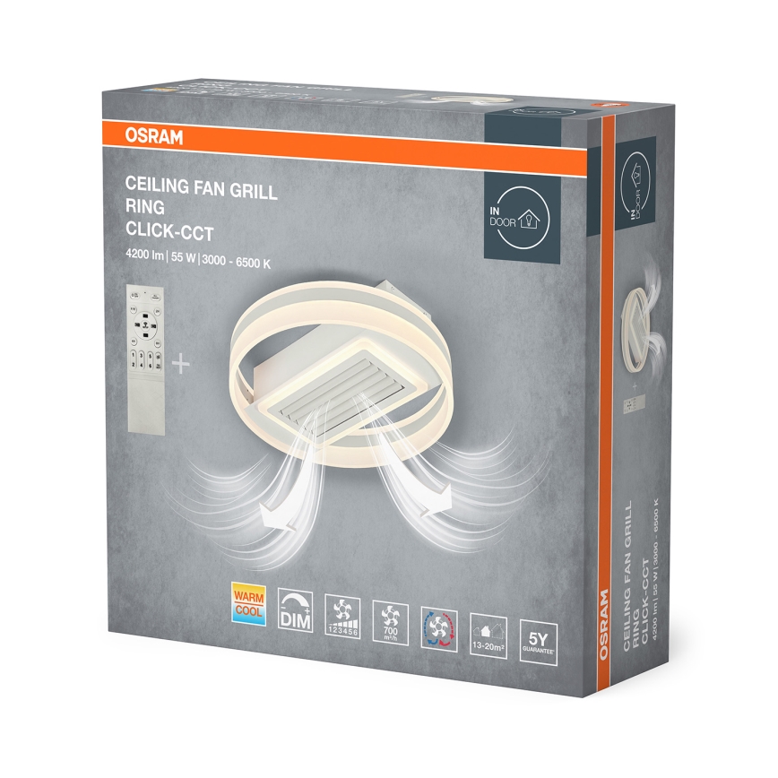 Osram - dæmpbar LED-loftlampe med integreret ventilator LED/55W/230V 3000-6500K hvid + fjernbetjening