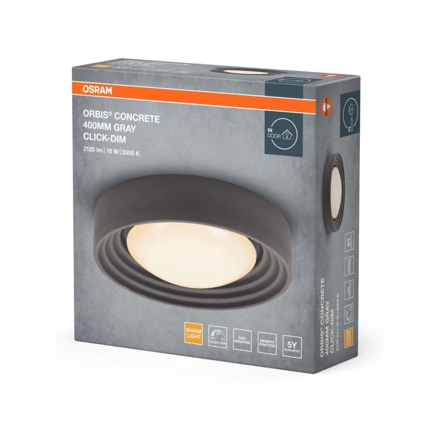 Osram - LED-dæmpbar loftlampe ORBIS CONCRETE LED/18W/230V Ø 40 cm grå/beton