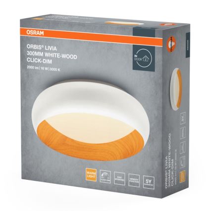 Osram - Dæmpbar LED-loftlampe ORBIS LIVIA LED/16W/230V Ø 30 cm hvid/brun