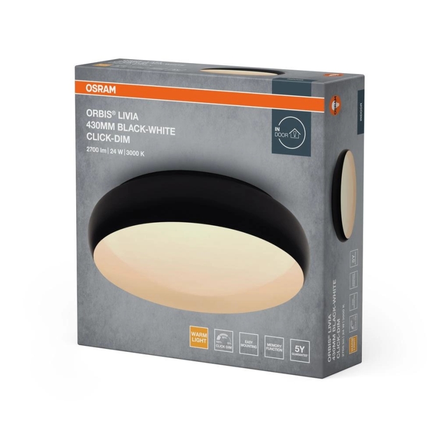 Osram - Dæmpbar LED-loftlampe ORBIS LIVIA LED/24W/230V Ø 43 cm sort/hvid