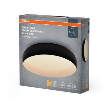 Osram - LED-dæmpbar loftlampe ORBIS LIVIA LED/36W/230V Ø 52 cm sort/hvid