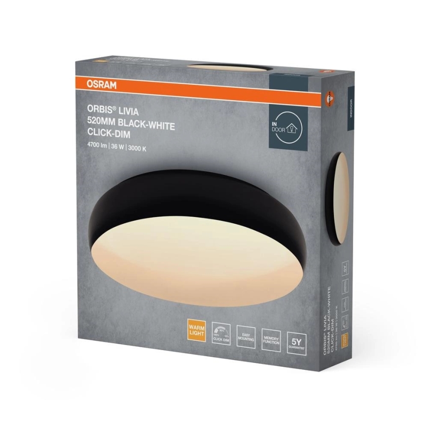 Osram - LED-dæmpbar loftlampe ORBIS LIVIA LED/36W/230V Ø 52 cm sort/hvid
