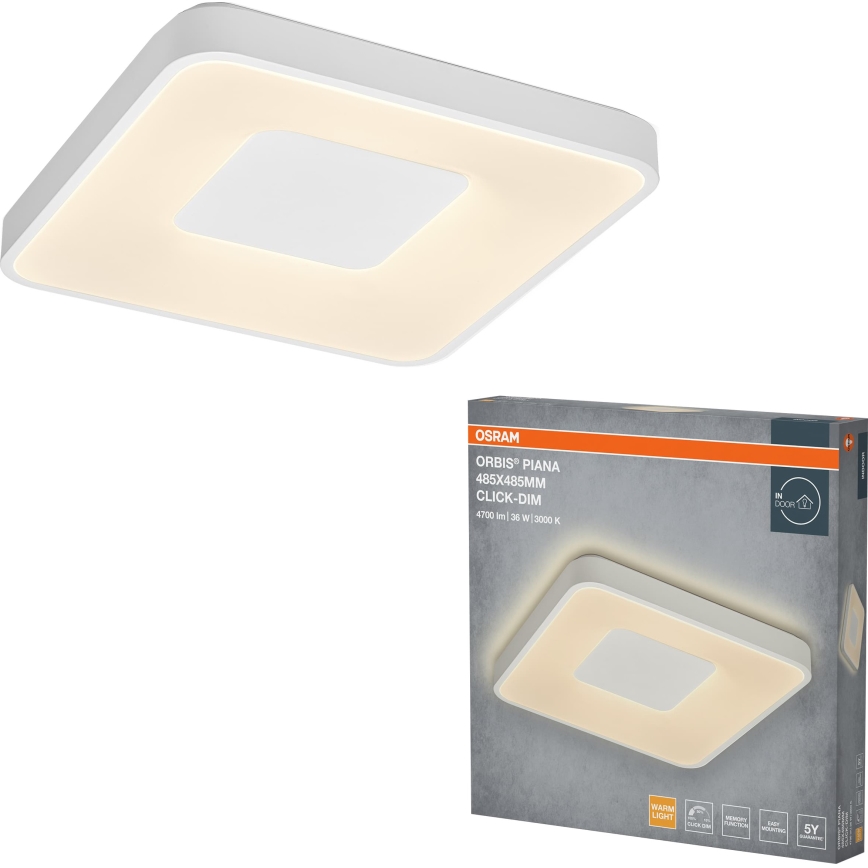 Osram - LED dæmpbar loftlampe ORBIS PIANA LED/36W/230V 48,5x48,5 cm hvid