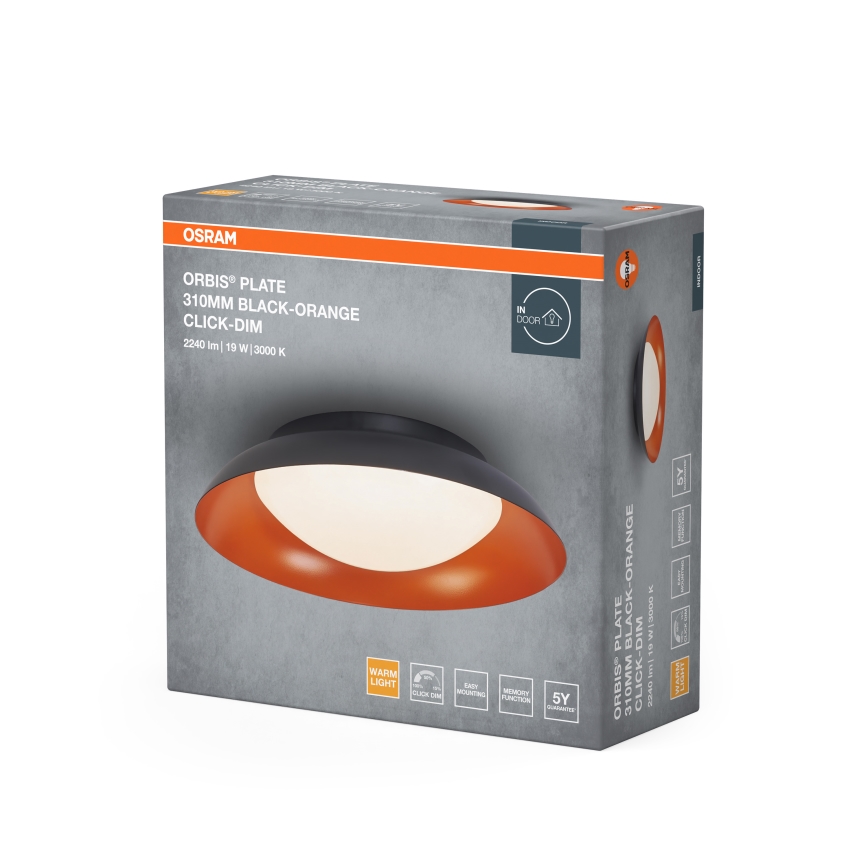 Osram - Dæmpbar LED-loftlampe ORBIS PLATE LED/35W/230V pr. 43 cm orange/sort
