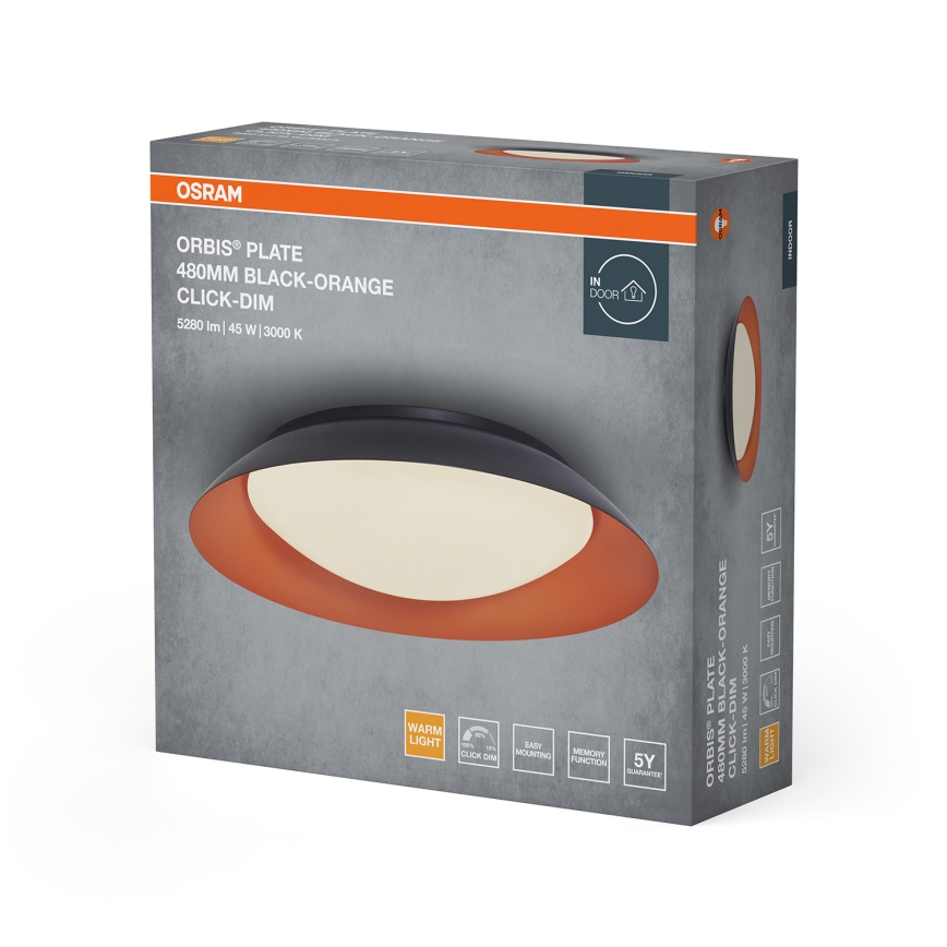 Osram - Dæmpbar LED-loftlampe ORBIS PLATE LED/45W/230V Ø 48 cm orange/sort