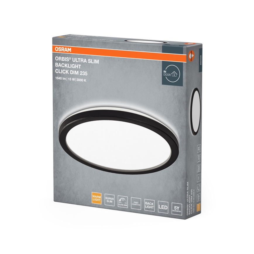 Osram - LED dæmpbar loftlampe ORBIS ULTRA SLIM LED/15W/230V 3000 K Ø 23,5 cm sort