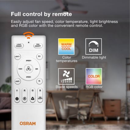 Osram - Dæmpbar LED-loftlampe med ventilator MURLAN LED/26W/230V 3000-6500K + fjernbetjening