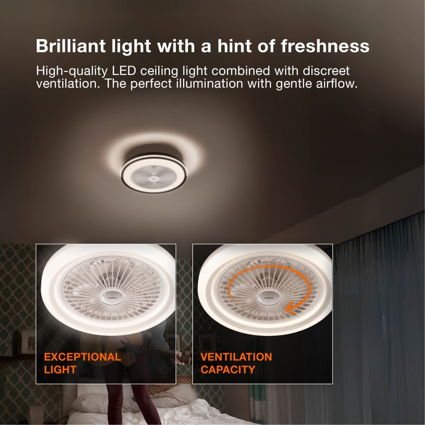 Osram - Dæmpbar LED-loftlampe med ventilator MURLAN LED/26W/230V 3000-6500K + fjernbetjening
