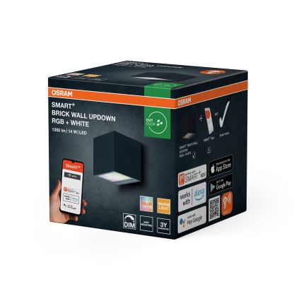 Osram - LED RGBW Dæmpbar udendørs vægarmatur SMART+ BRICK LED/14W/230V IP44 Wi-Fi