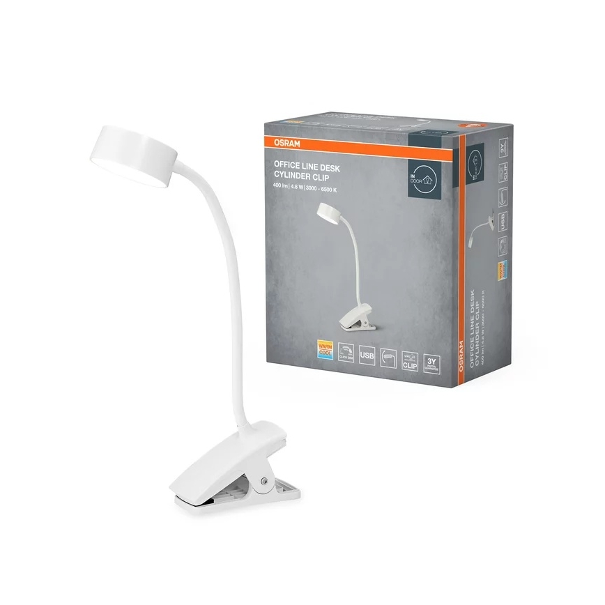 Osram - LED dæmpbar bordlampe med klemme OFFICE LINE LED/4,8W/230V 3000/4000/6500K hvid