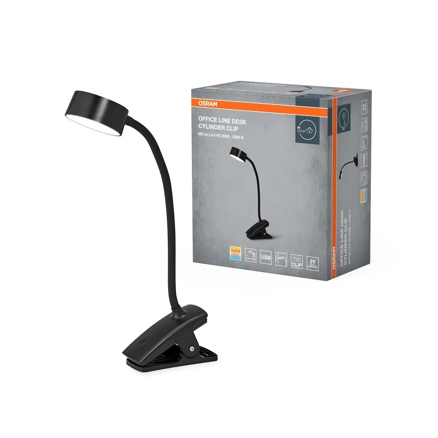 Osram - LED dæmpbar bordlampe med klemme OFFICE LINE LED/4,8W/230V 3000/4000/6500K sort
