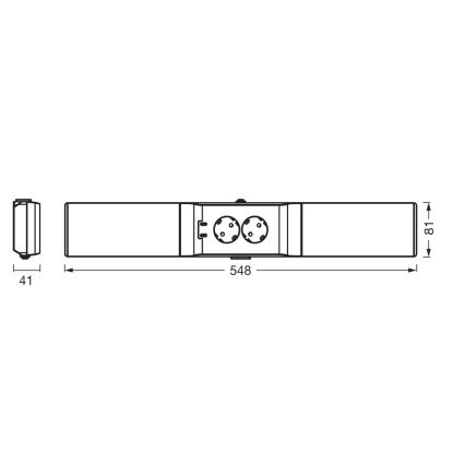 Osram - Dæmpbar undermonteret LED-armatur med stikkontakter UNDERCABINET LED/10W/230V 3000K 54,8 cm sort