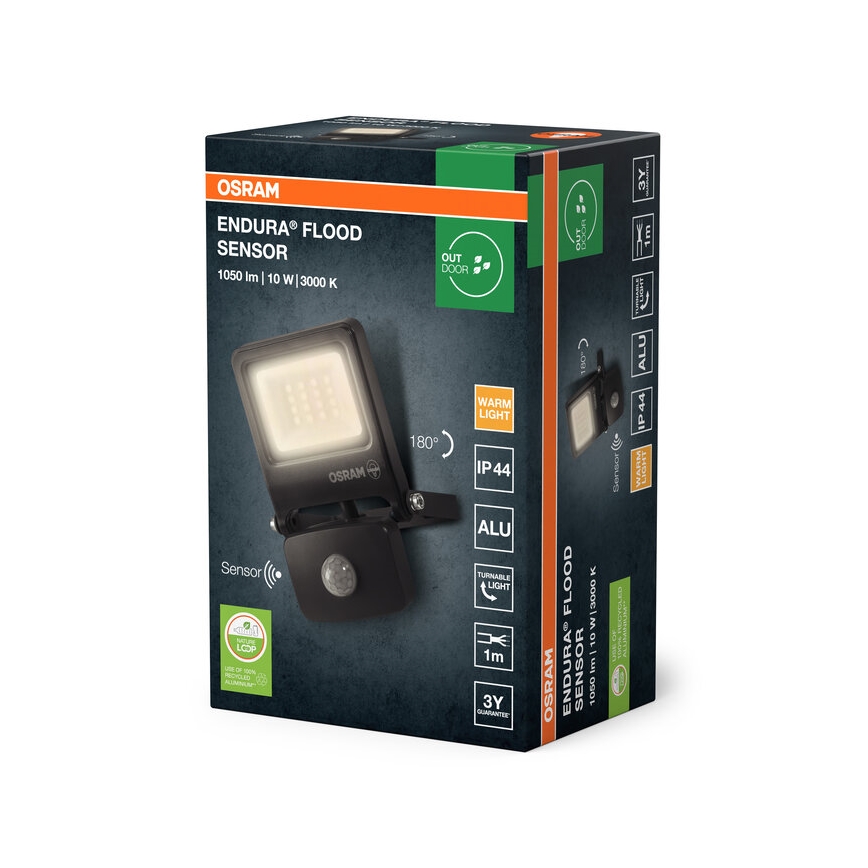 Osram - ENDURA LED-reflektor med sensor, 10W/230V, 3000K, IP44
