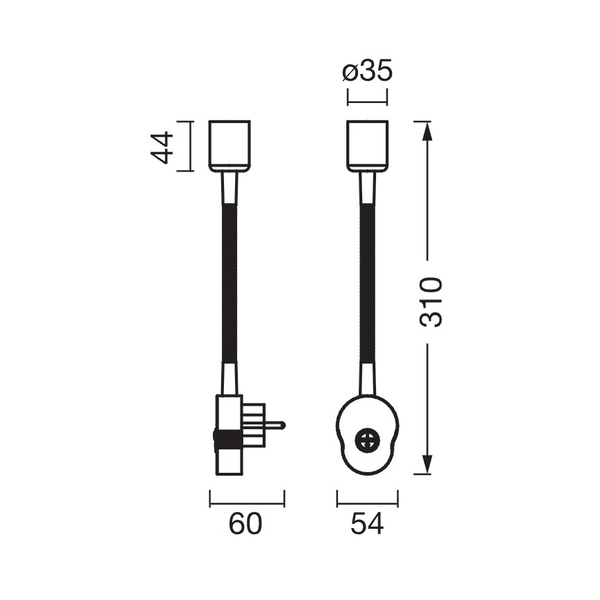 Osram - Fleksibel væglampe PLUG TUBE FLEX 1xGU10/5W/230V mat krom/hvid
