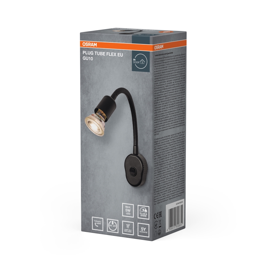 Osram - Fleksibel væglampe PLUG TUBE FLEX 1xGU10/5W/230V sort
