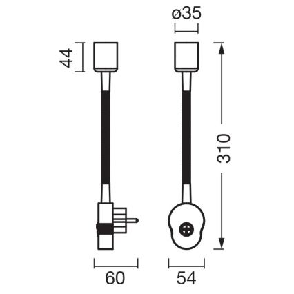 Osram - Fleksibel væglampe PLUG TUBE FLEX 1xGU10/5W/230V sort