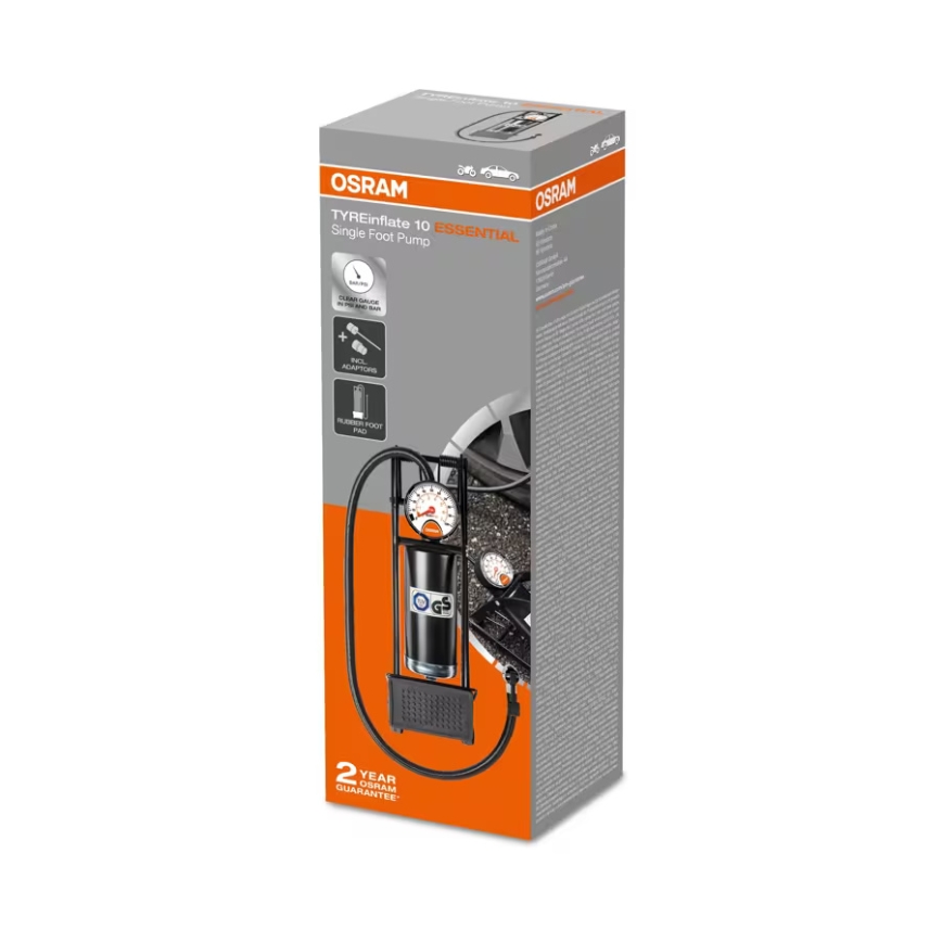 Osram - Fodbetjent luftpumpe med manometer TYREINFLATE 10 ESSENTIAL OFP10ESN