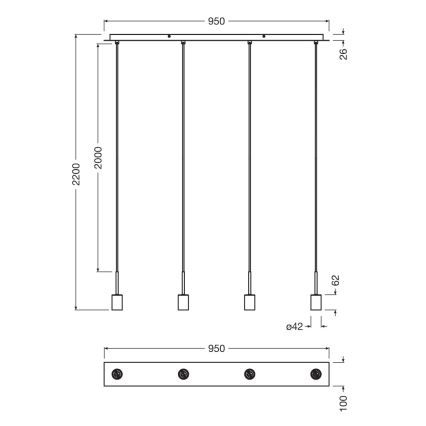 Osram - Forsyningskabel til NEEDLE PENDANT 4xE27/25W/230V beige