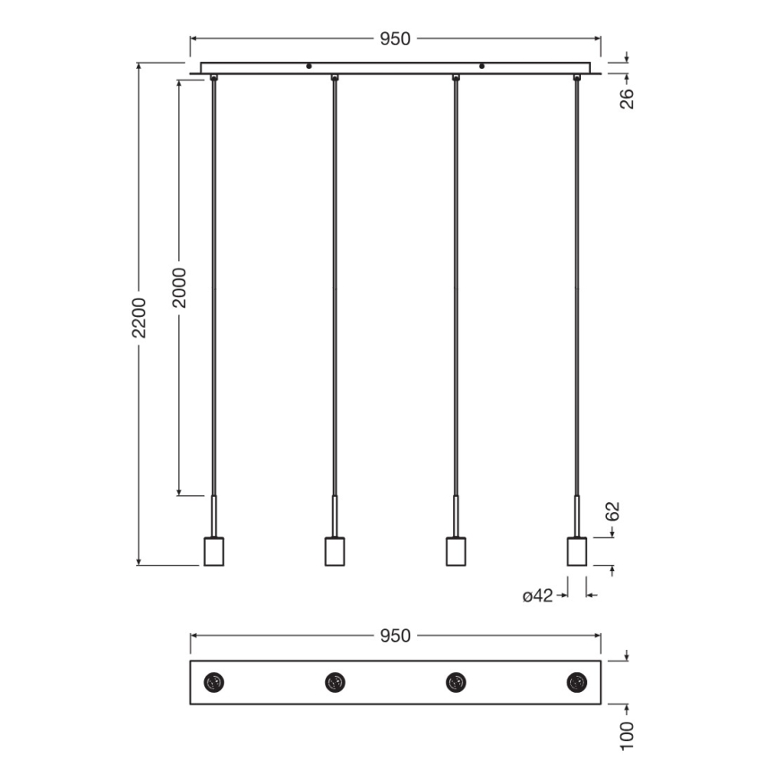 Osram - Forsyningskabel til NEEDLE PENDANT 4xE27/25W/230V beige