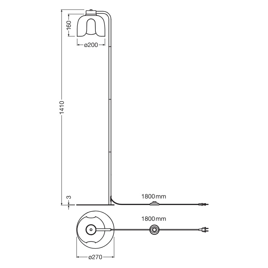 Osram - Gulvlampe DECOR COROLLE 1xE27/15W/230V rød