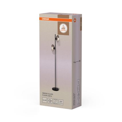 Osram - Gulvlampe DECOR SMOKE 2xE14/12W/230V sort/røget grå