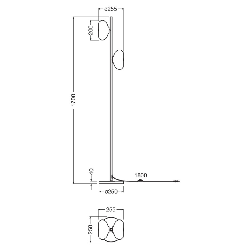Osram - Gulvlampe DECOR SMOKE 2xE14/12W/230V sort/røget grå