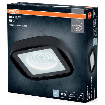 Osram - HIGHBAY LED industrielt loftarmatur 80 W / 230 V, 6500 K, 23 x 23 cm, IP65