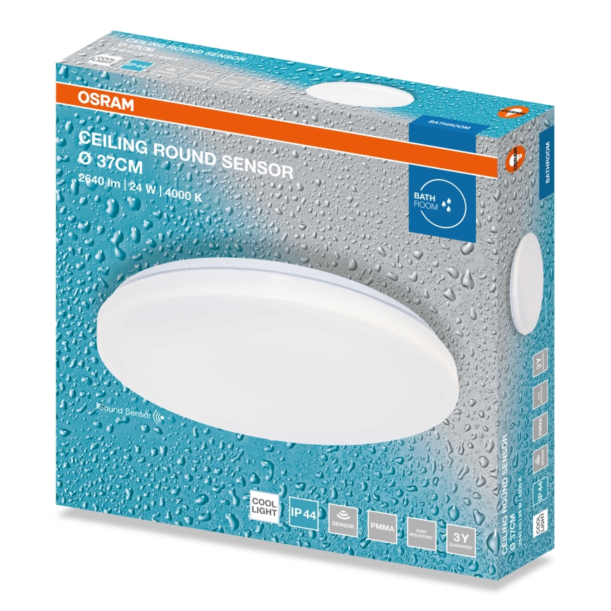 Osram - LED loftlampe til badeværelset med skumringssensor CEILING ROUND LED/24W/230V 4000K Ø 37 cm IP44 hvid