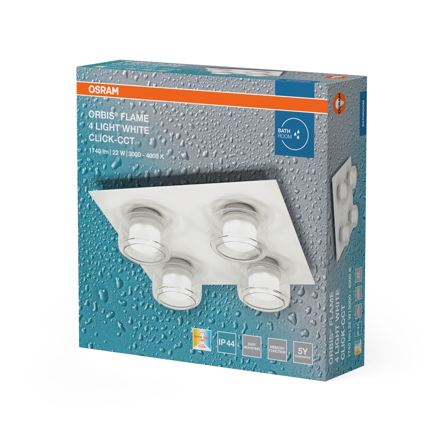 Osram - LED-loftlampe til badeværelse ORBIS FLAME 4xLED/5,5W/230V 3000/4000K IP44 hvid