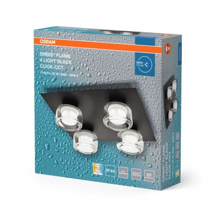 Osram - LED loftlampe til badeværelse ORBIS FLAME 4xLED/5,5W/230V 3000/4000K IP44 sort