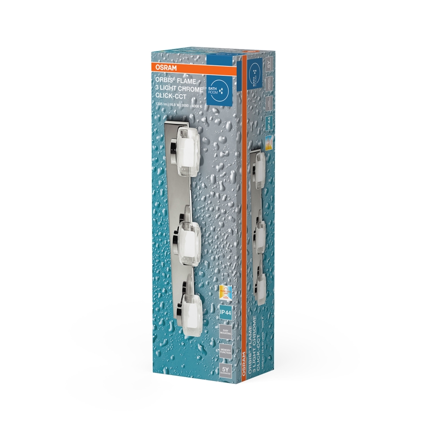 Osram - LED badeværelses væglampe ORBIS FLAME 3xLED/5,5W/230V 3000/4000K IP44 blank krom