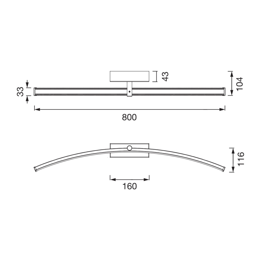 Osram - LED belysning til badeværelsesspejl PLUTON LED/15W/230V 3000/4000K 80 cm IP44 sort
