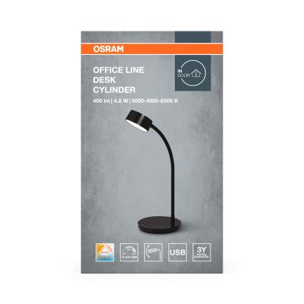 Osram - Dæmpbar LED-bordlampe OFFICE LINE LED/4,8W/230V 3000/4000/6500K sort