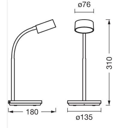 Osram - Dæmpbar LED-bordlampe OFFICE LINE LED/4,8W/230V 3000/4000/6500K sort