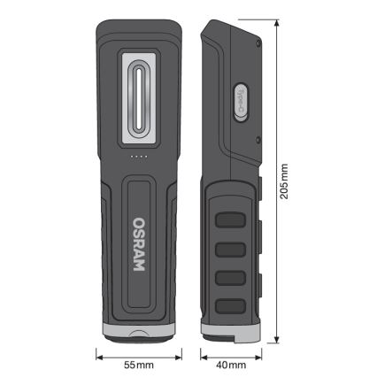 Osram - Dæmpbar genopladelig LED-inspektionslygte LEDINSPECT WIRE-FREE PRO 600 LED/5W/3,7V IP54 2600 mAh