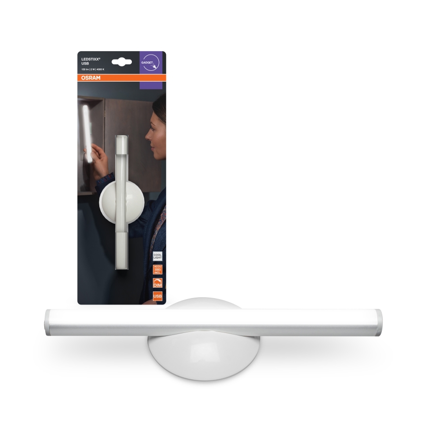 Osram - LED-dæmpbar genopladelig orienteringslampe LEDSTIXX LED/2W/5V CRI 90 IP44 hvid