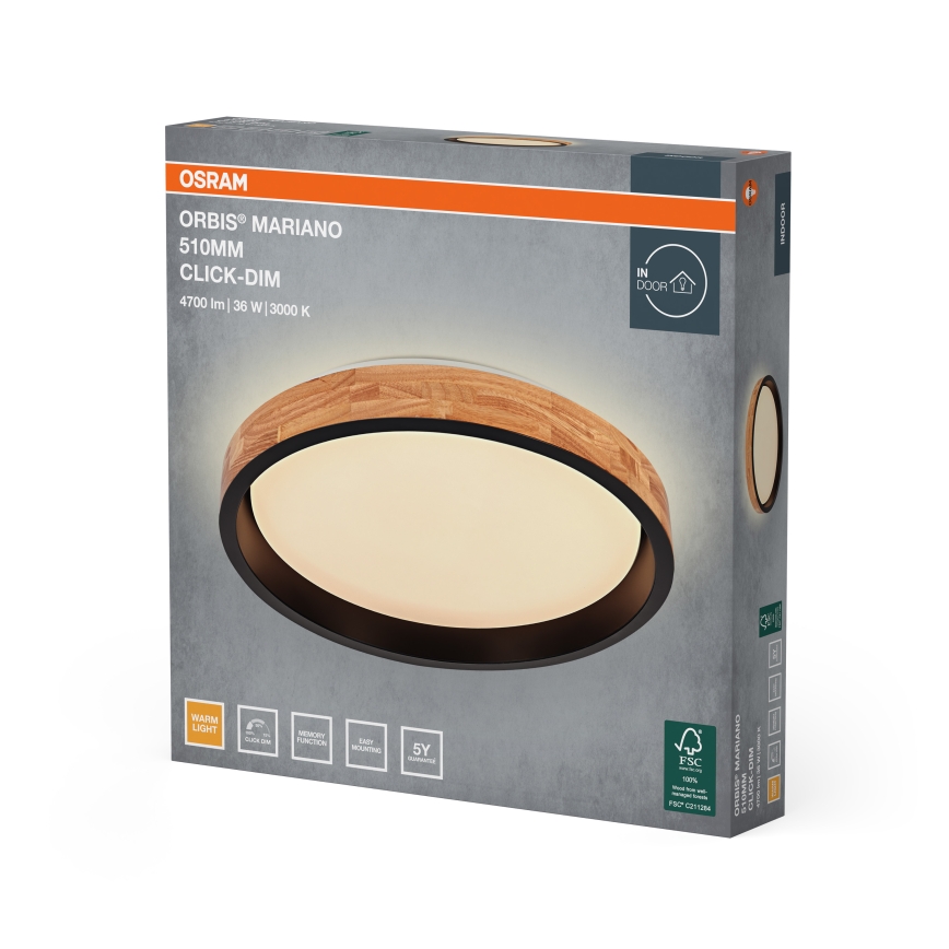 Osram - LED-dæmpbar loftlampe MARIANO LED/36W/230V Ø 51 cm eg/sort