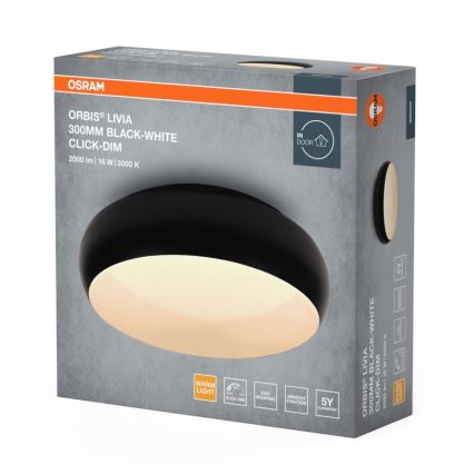 Osram - Dæmpbar LED-loftlampe ORBIS LIVIA LED/16W/230V Ø 30 cm sort/hvid