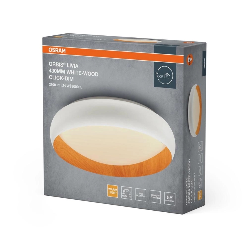 Osram - LED-dæmpbar loftlampe ORBIS LIVIA LED/24W/230V Ø 43 cm hvid/brun