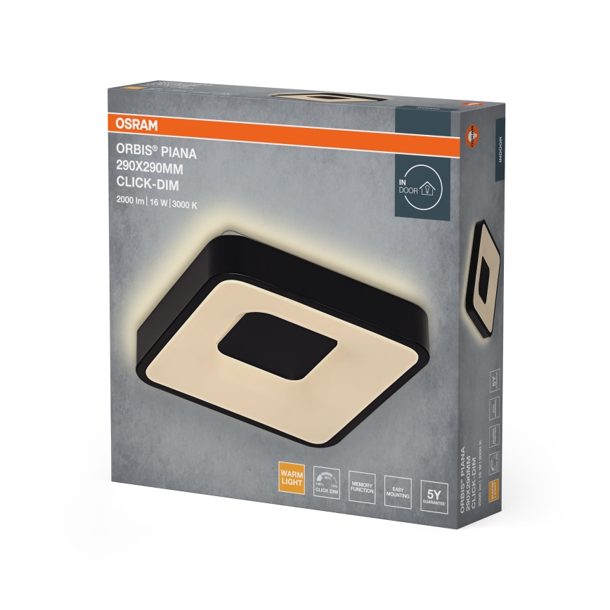 Osram - LED dæmpbar loftlampe ORBIS PIANA LED/16W/230V 29x29 cm sort