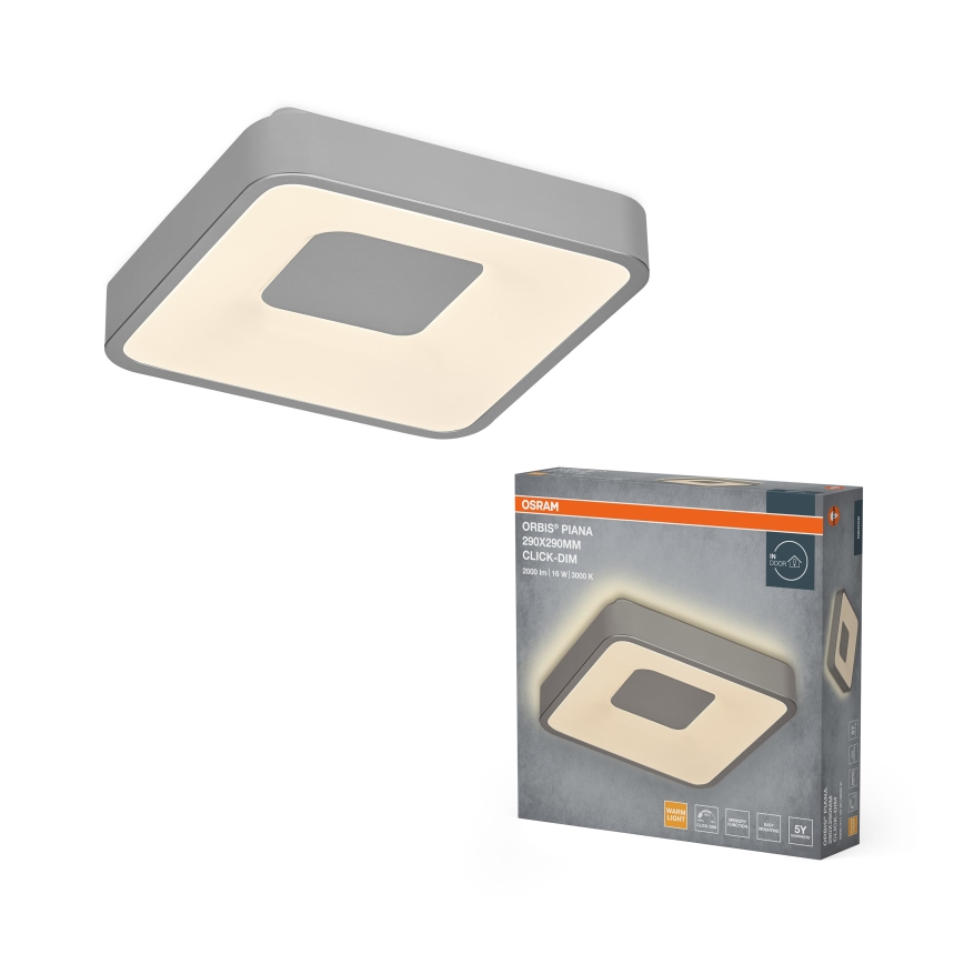 Osram - Dæmpbar LED loftlampe ORBIS PIANA LED/16W/230V 29x29 cm sølv