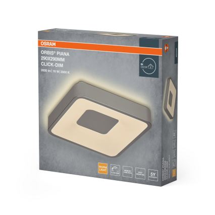 Osram - Dæmpbar LED loftlampe ORBIS PIANA LED/16W/230V 29x29 cm sølv