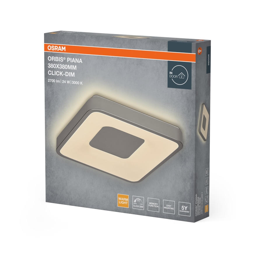 Osram - LED Dæmpbar loftlampe ORBIS PIANA LED/24W/230V 38x38 cm sølv
