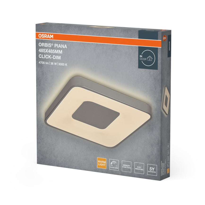 Osram - LED Dæmpbar loftlampe ORBIS PIANA LED/36W/230V 48,5x48,5 cm sølv