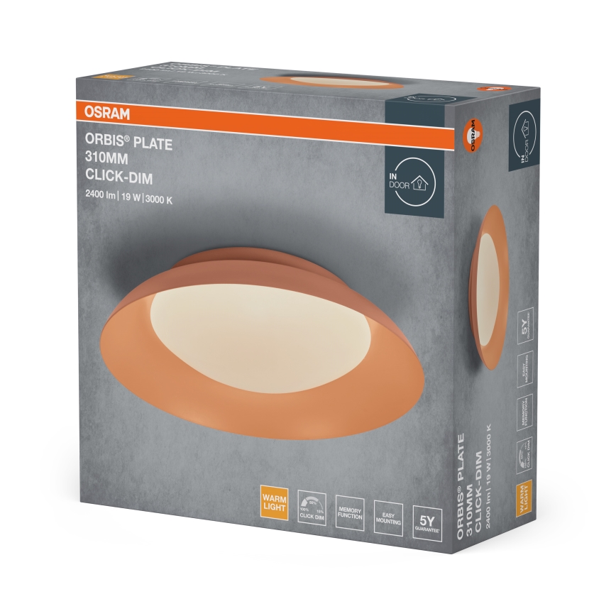 Osram - Dæmpbar LED-loftlampe PLATE LED/19W/230V Ø 31 cm lyserød