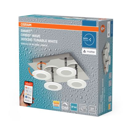 Osram - Dæmpbar LED loftlampe til badeværelse SMART+ WAVE LED/24W/230V 3000-6500K IP44 Wi-Fi