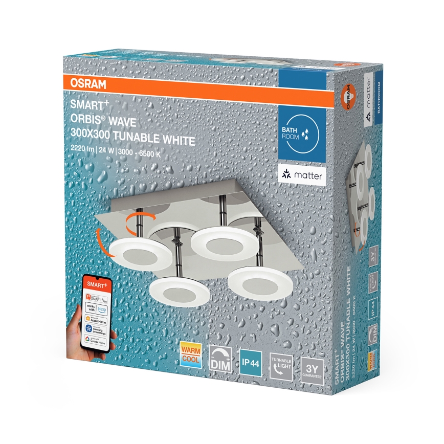 Osram - Dæmpbar LED loftlampe til badeværelse SMART+ WAVE LED/24W/230V 3000-6500K IP44 Wi-Fi