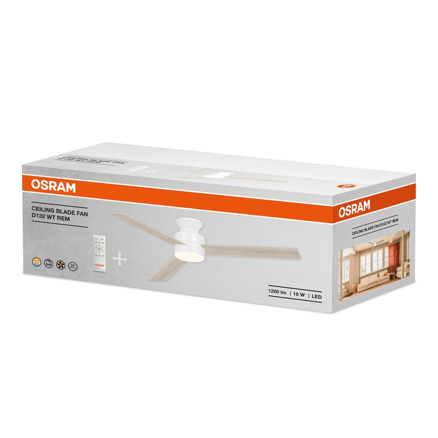 Osram - LED-dæmpbar loftventilator BLADE LED/18 W/230 V 3000/4000/6000 K + fjernbetjening