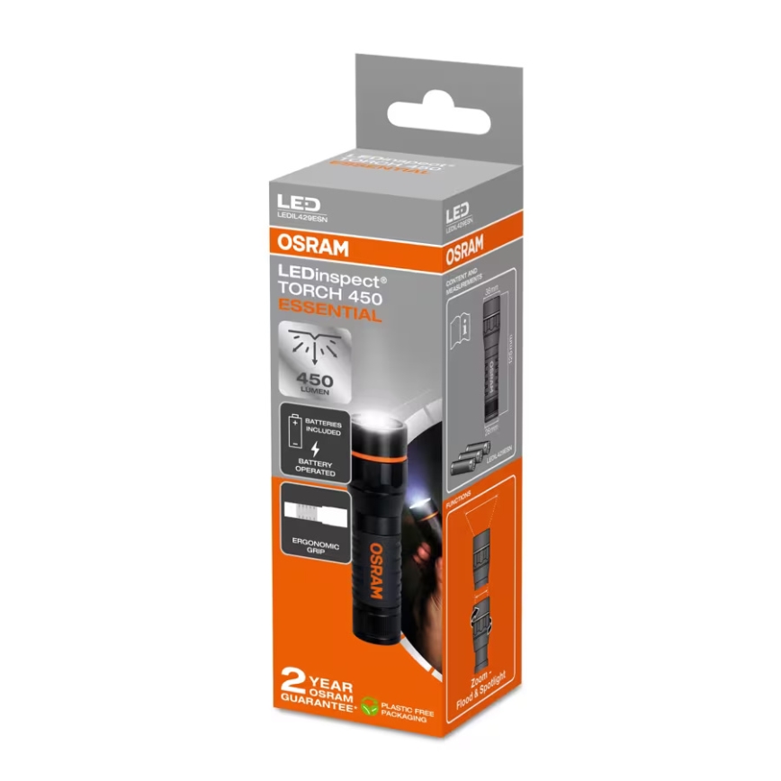 Osram - Dæmpbar LED-lommelygte LEDINSPECT TORCH 450 ESSENTIAL LED/6W/3xAAA IP44
